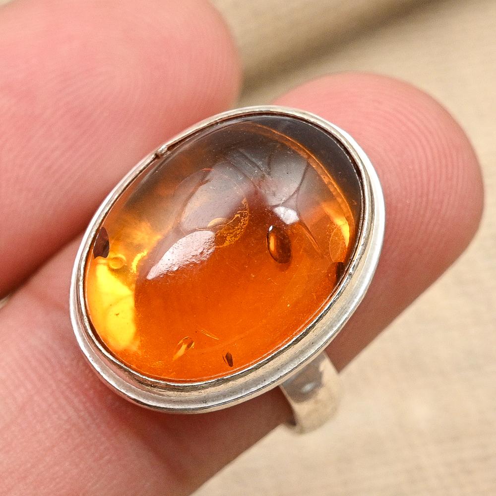 Anello Artigianale In Argento 925 Con Pietre Naturali: Turchese, Onice, Ambra E Cristallo - Misura Italia 20