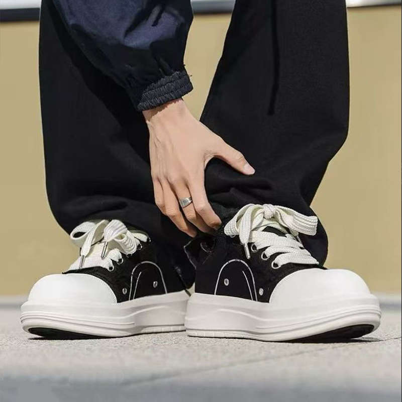 Su Taki Canvas Shoes Black Whale Smiley Shoes Couple Outdoor Casual Sports Shoes Women's Heightening Big Head Shoes Women's