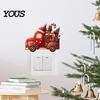 Indoor Outdoor Winter Scene Stickers Christmas Switch Stickers, Removable Santa Claus/Puppy/Reindeer/Elf/Pickup Truck Light Easy Peel And
