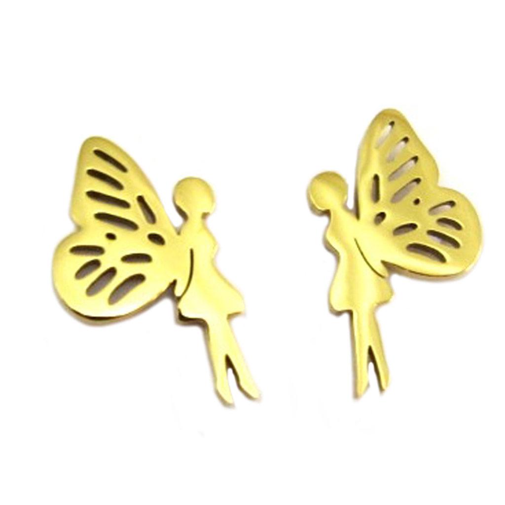 Les Trésors De Lily [P7753] - 'Tinkerbell' Gold Steel Designer Earrings - 17x10 Mm