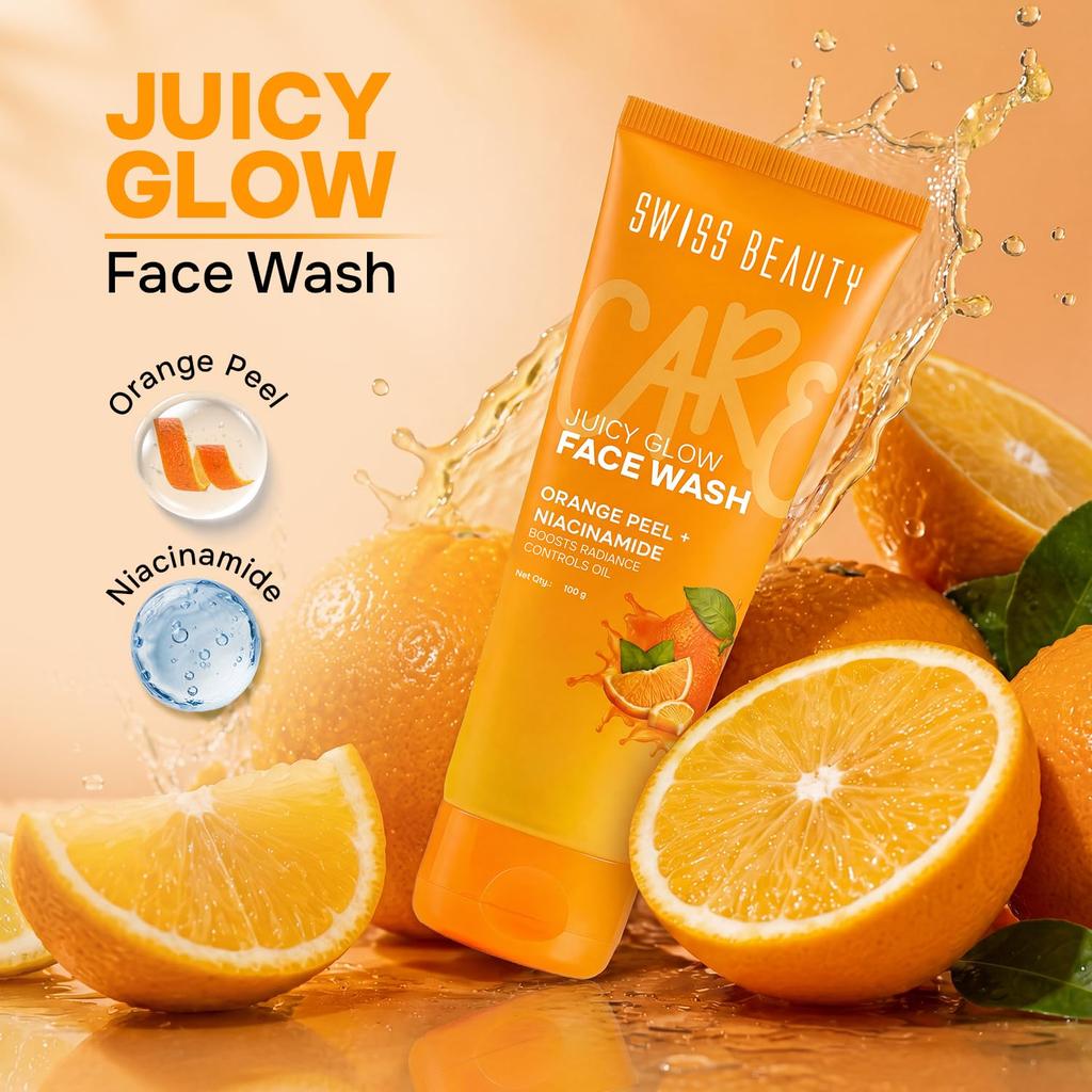 Beauty Care Juicy Glow Face Wash | Orange Peel + Niacinamide | Removes Dirt & Grime | Boosts Radiance | Fades Dark Spots