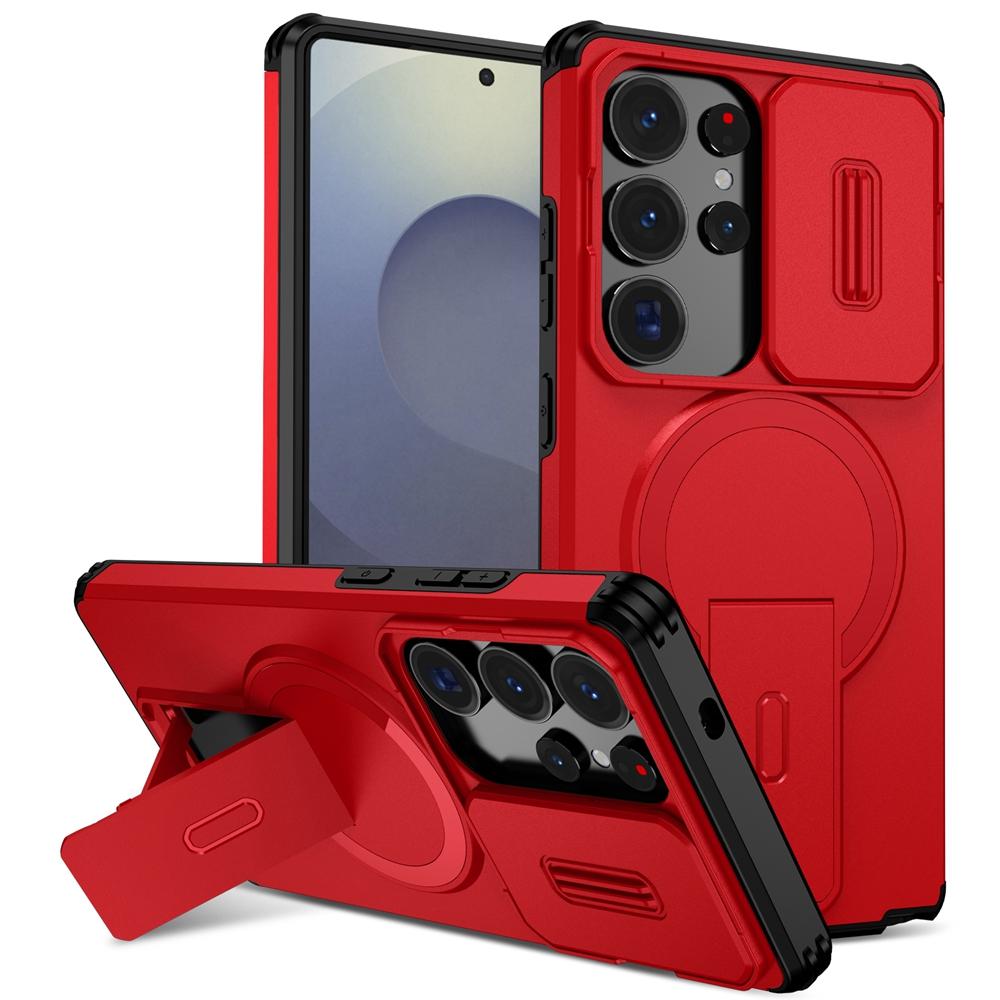 Armor Slide Camera Lens Case For Samsung Galaxy S26 S25 S24 S23 S22 Ultra Plus Magnetic Car Mount Foldable Kickstand Cover