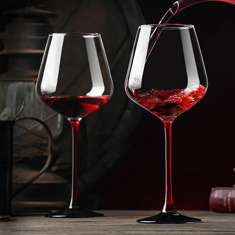 CRISTALGLASS Burgundy Wine Glass Set Large Crystal Glass Red Wine Stemware 460ml 2 Pieces Red Stem