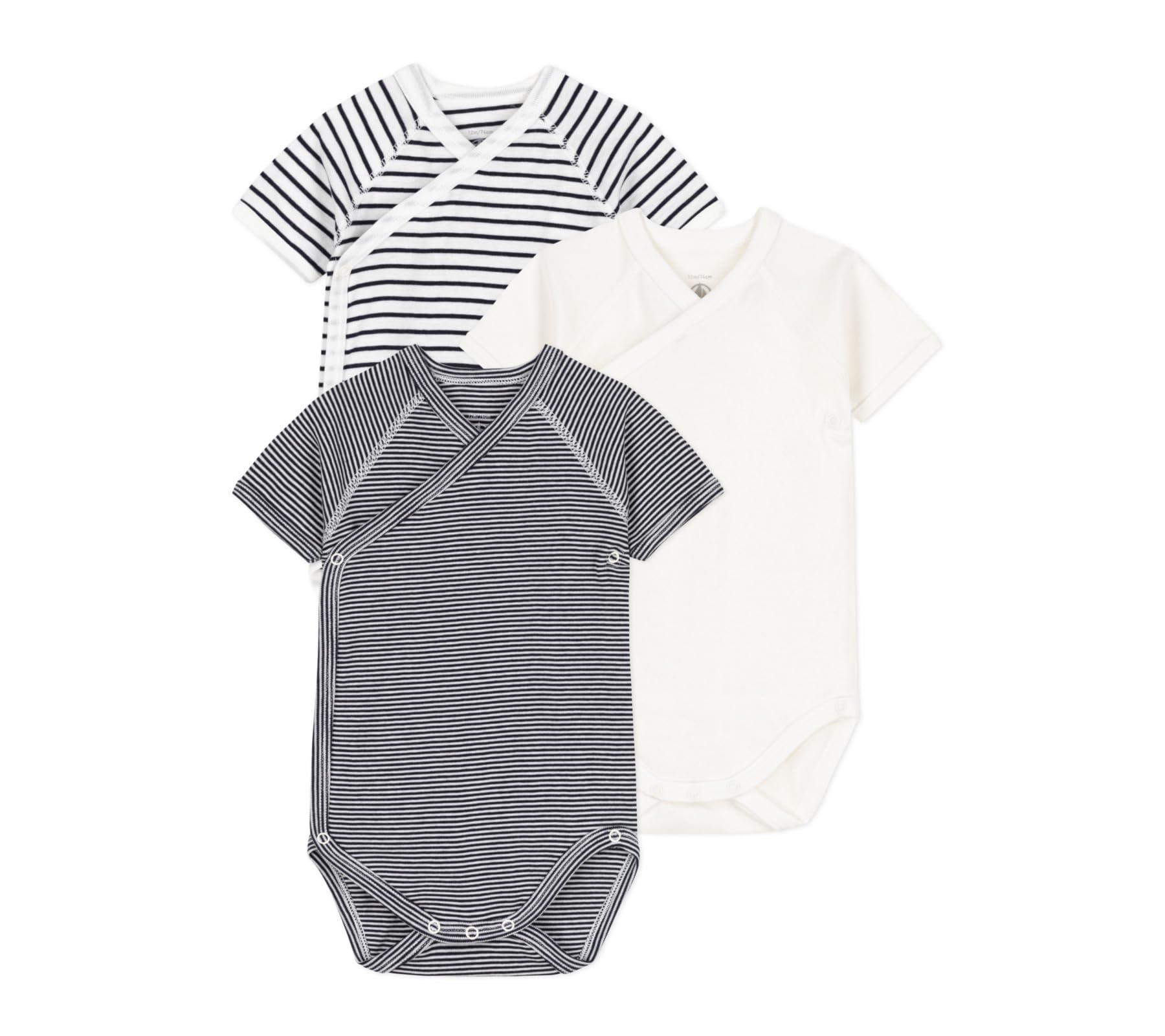 

Petit Bateau Short Sleeve Matching Bodysuit Set A097H Color 60cm Marinière (3-Piece Set) 1, 3-Months,