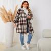European and American Autumn and Winter Plus Size Women's Clothing, Fat Mm, Enlarged Checkered Hooded, Medium To Long Jacket for Women