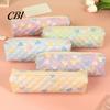 Water-repellent Pencil Case Heart Print Case, Minimalist Square Pen Pouch, Large Love Capacity Stationery Bag for Students, School Office Supplies