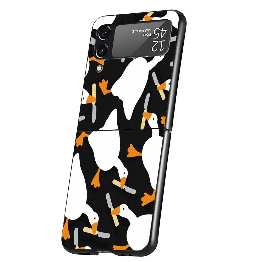 Cartoon Duck Goose Game Cover Phone Case For Samsung Galaxy Z Flip 7 6 5 4 3 5G Flip7 Flip6 Flip5 Flip4 Flip3 Black Fundas Shell