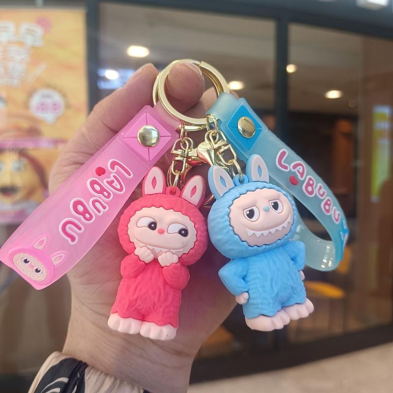 Cartoon Labubu Pendant Keychain Cute Little Lamb Doll Schoolbag Hanging Gift