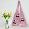 New I-Knitted Bag Knitted Bag Large Capacity Tote Bag Cherry Shoulder Bag