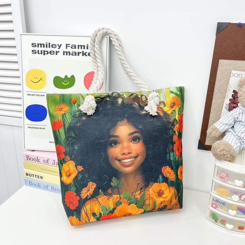 Tote Bag Portable Shopping Bag Women's Thick Rope Large-capacity Beach Bag