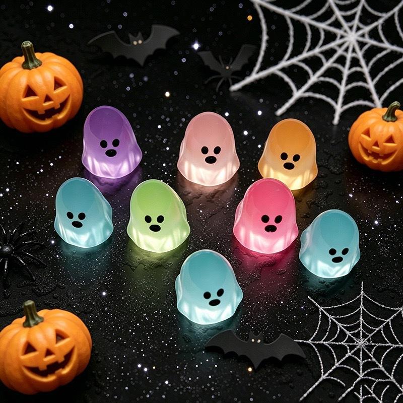 Figurine Mini Fantome Halloween, 100 BUC Fantome Luminoase în Întuneric pentru Masă
