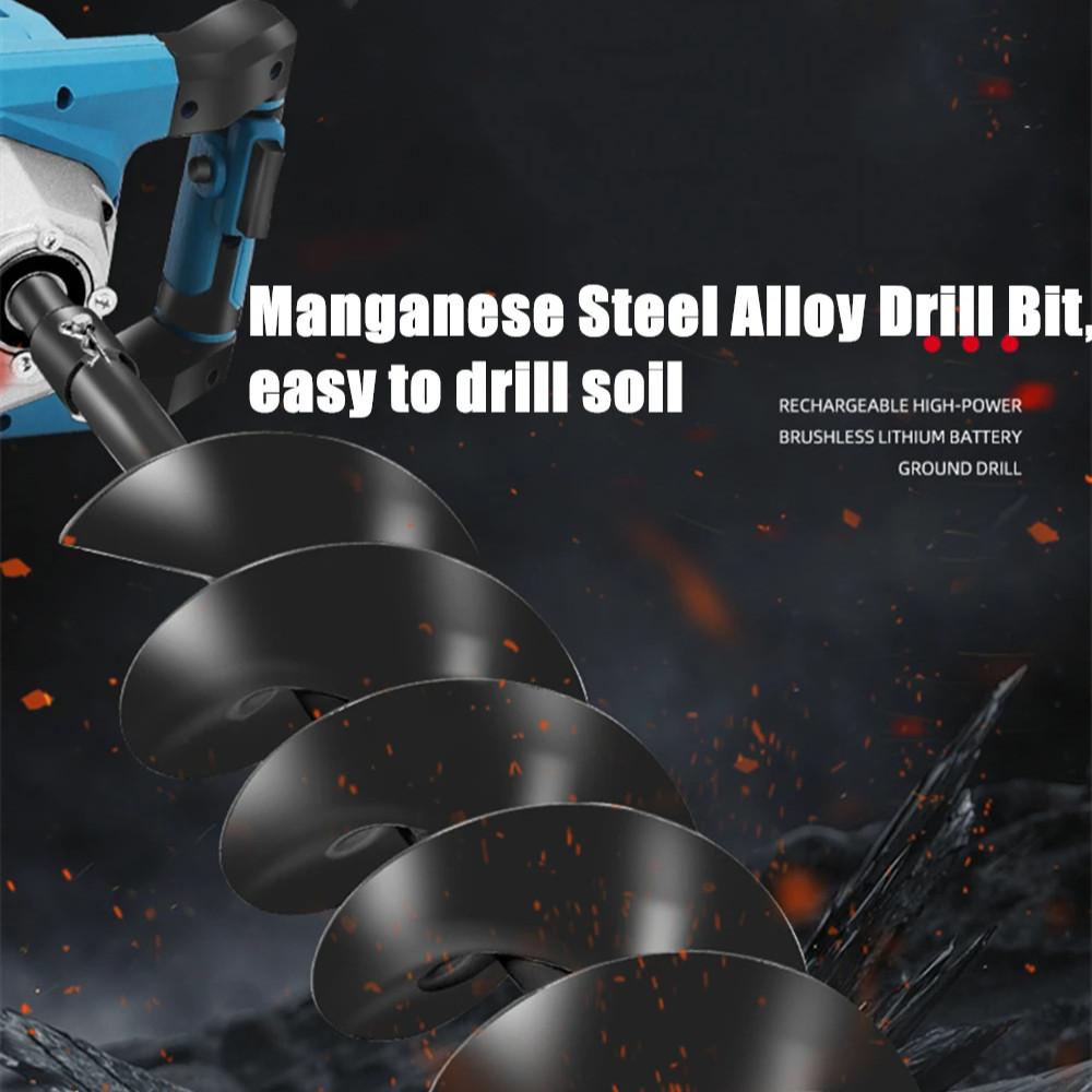Electric Alloy Ground Drill Winter Drilling Ice Farm Planting Boreholes Power Tool High Power Brushless Cordless Ground Drill