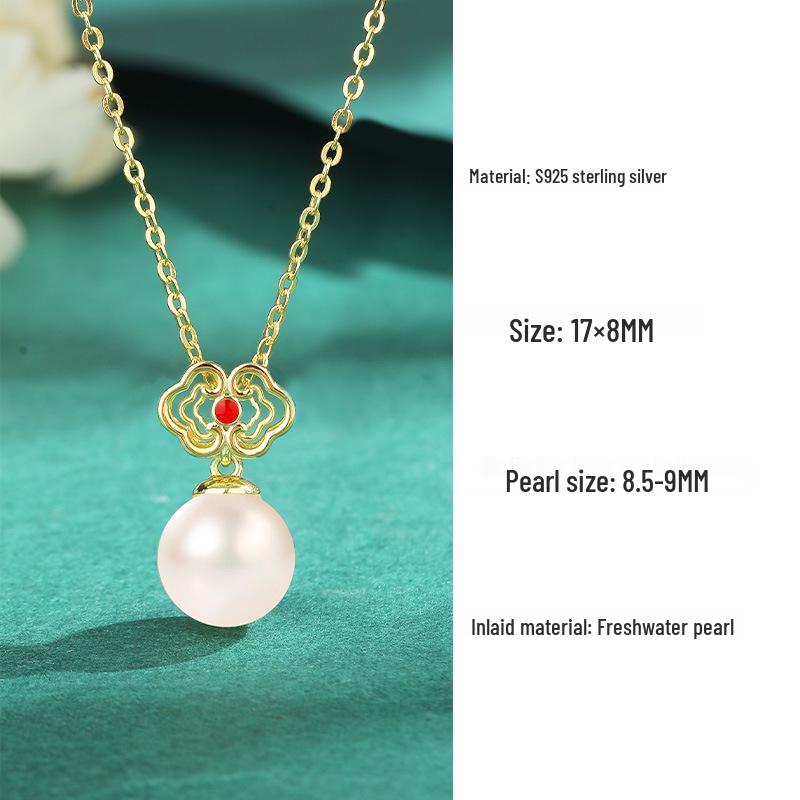 Elegant S925 Silver Cloud Pearl Clavicle Necklace: Fashionable Freshwater Near-Round Pearl Pendant for Women. S925 Silver