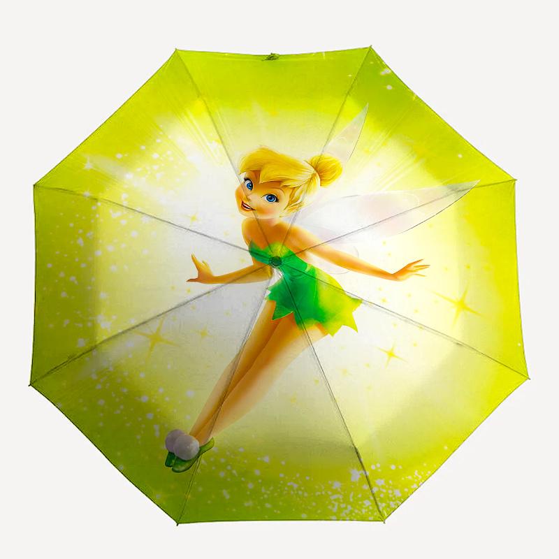 Disney Tinkerbell, Tinker Bell Automatic Open/Close Umbrella - Cute Umbrella with Cute Design, Portable 3-Fold Compact Umbrella for Men & Wo