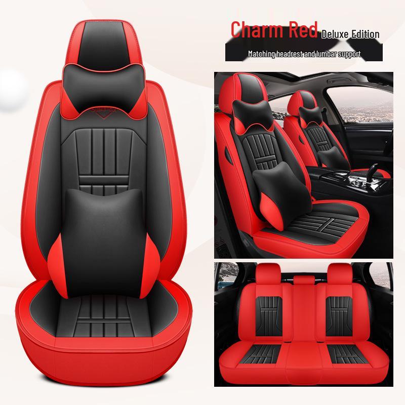 Universal Leather Car Seat Cover for All Seasons - Full Surround Cushion