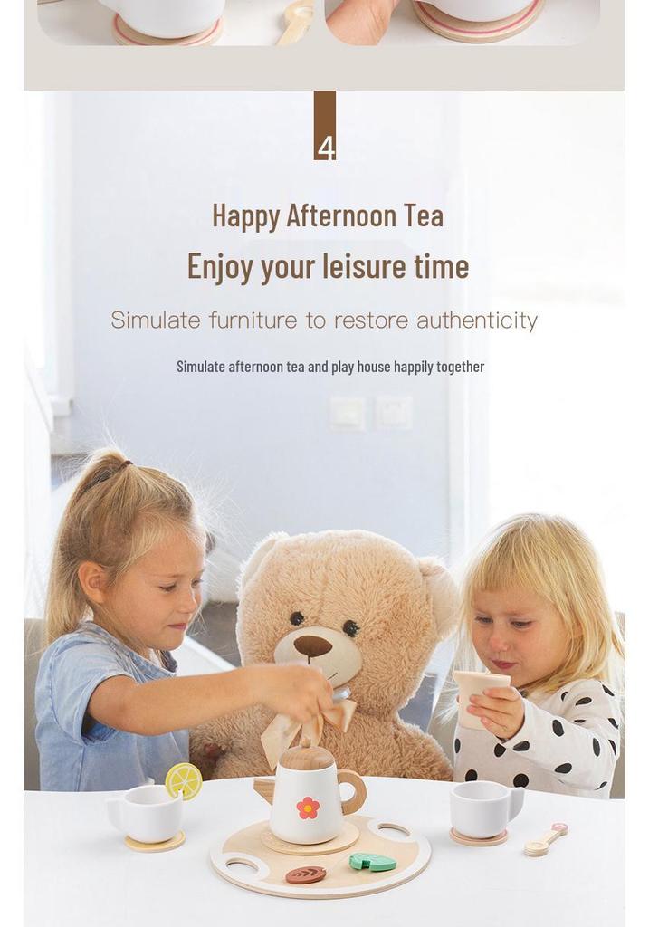 Wooden Afternoon Tea Set for Kids - Educational Role-Playing Toy