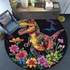Colorful Dinosaur Round Area Rug,Carpet Rug for Living Room Bedroom Sofa Playroom Decor,Non-slip Floor Mat