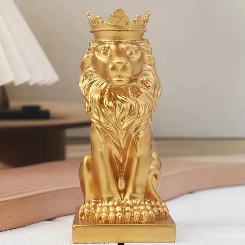 Creative Lion Statue Crown Lion Statue Handmade Art Gift Home Office Decoration Living Room Desk Home Decoration