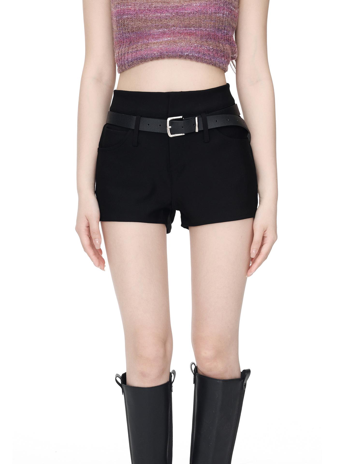 

2024 Женские Большого Размера Черные Шорты с Завышенной Талией Облегающего Кроя Повседневные XL