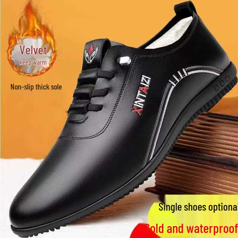 Men's White Leather Slip-On Casual Business Driving Shoes