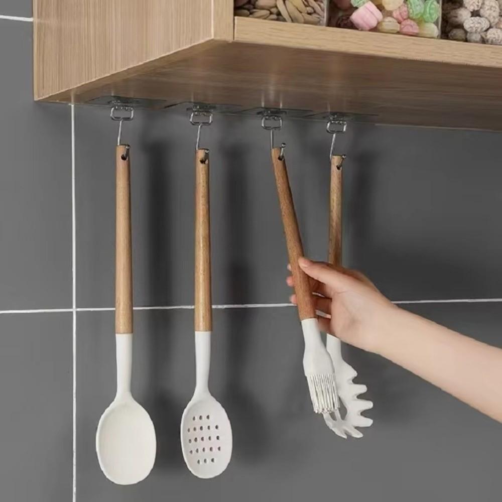 No Need To Punch Holes Self Adhesive Hooks Seamless Transparent Heavy Duty Hooks Wall Mounted No-trace Adhesive Hanging Buckle