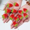 50 Synthetic Strawberries with Green Stems for Long Lasting Use In For Home Decoration Party Settings and Photo