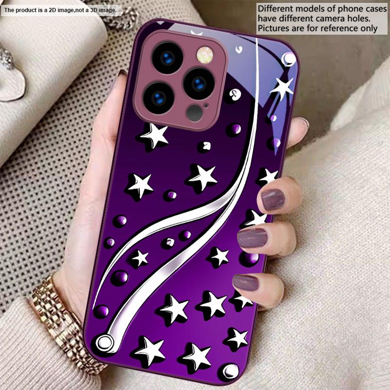 Tiefe Nacht mit Sternen Für iPhone 17 Air 16 E 15 14 13 Plus 12 mini 17 Pro Max 11Pro XR Xs X 7 8 11 Gehärtetes Glas Handyhülle