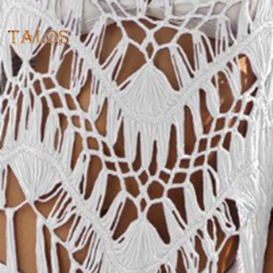 Boho-Strandkleid für Damen, hohler Fransensaum, sexy Überzugskleid, Sommer-Badeanzüge, Kittel, Häkelquaste, Sling-Strandmode