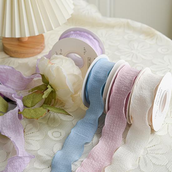 2.5/4cm Gift Packing Ribbon Ruffle Wavy Edges Textured Overlock Soft Pure Color Bouquet Wrapping Ribbon Valentine's Day Supplies