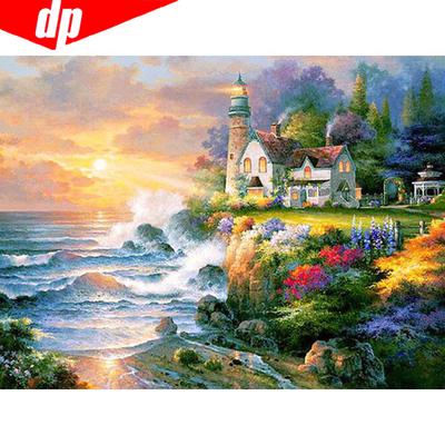 Faro Pittura Diamante Paesaggio Ricamo Diamante Resina Trapano Diamante Tondo Pieno