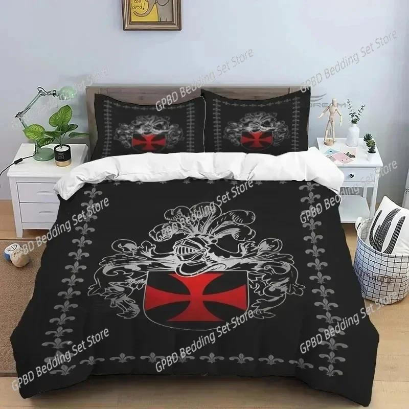 3D Print Medieval Knights Templar Bedding Set Bedroom Soft Modern Bedspreads Comefortable Duvet Cover Quilt Cover And Pillowcase