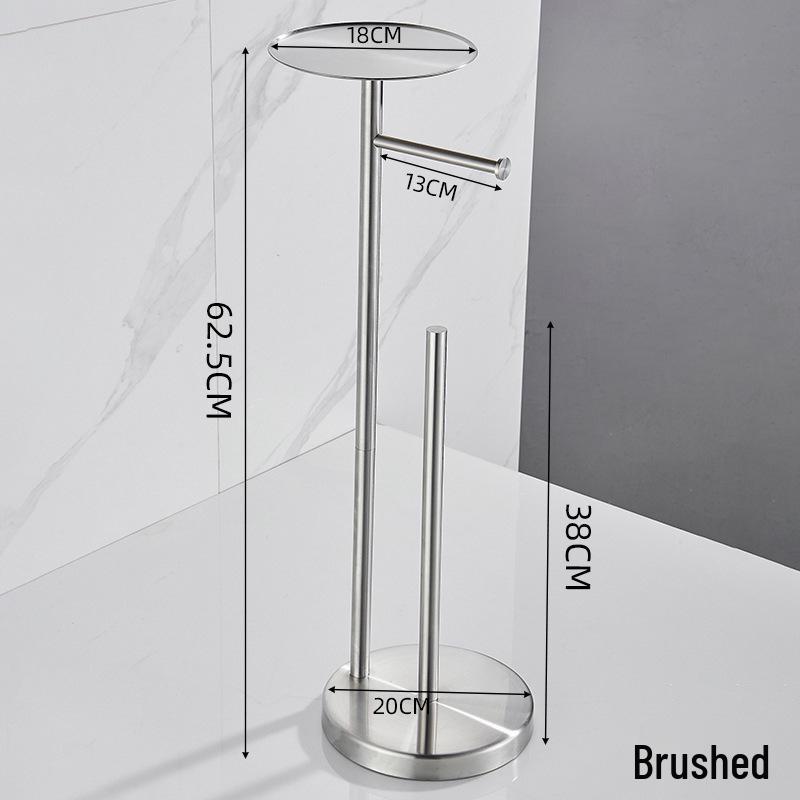 Bathroom Black Stainless Steel Odor-Proof Toilet Paper Holder and Floor Standing Storage Rack with Brush