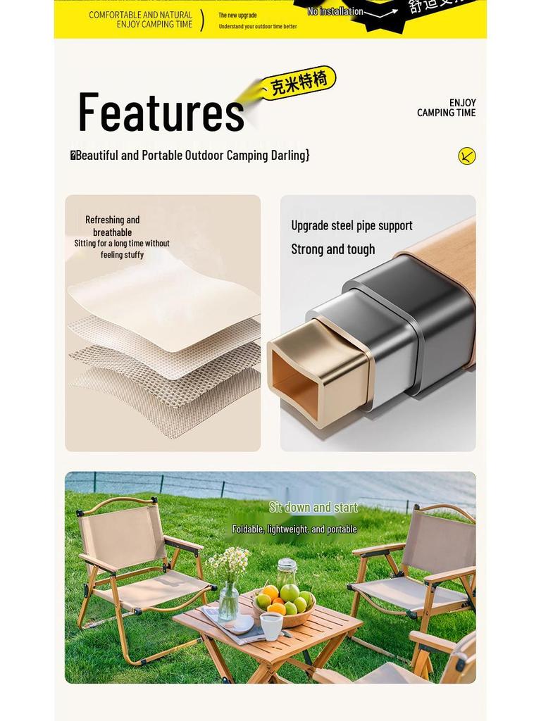 Portable Folding Outdoor Picnic & Camping Chair with Fishing Stool