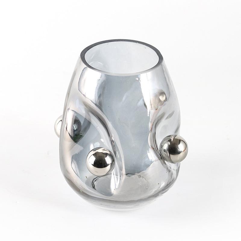 Glass Vase Geometric Concave-convex Silver Ball Transparent Hydroponics Terrarium Flower Vases Flowerpot Home Decoration
