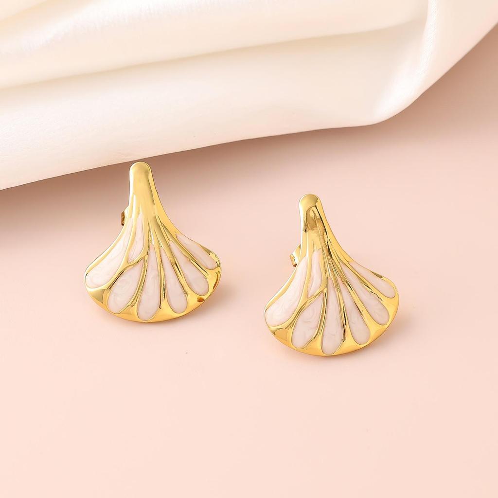 French Enamel Drip Oil Earrings: Stainless Steel, Irregular, Titanium Women's Luxury