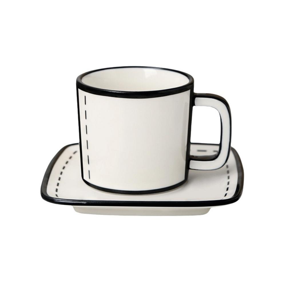 Black Rim Outline Cartoon Coffee Cup Ceramic Tea Mug Creative Comic Mug for Daily Use