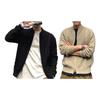 Fall Winter Men Sweater Cardigan Round Neck Knit Thick Elastic Long Sleeves Relaxed Fit Warm One Tone Zip-up Knitwear Daily Wear Sw