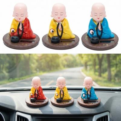 Devout Prayer Solar Nodding Buddha Toys Nodding Buddhist Monk Figurines Home Office Decoration