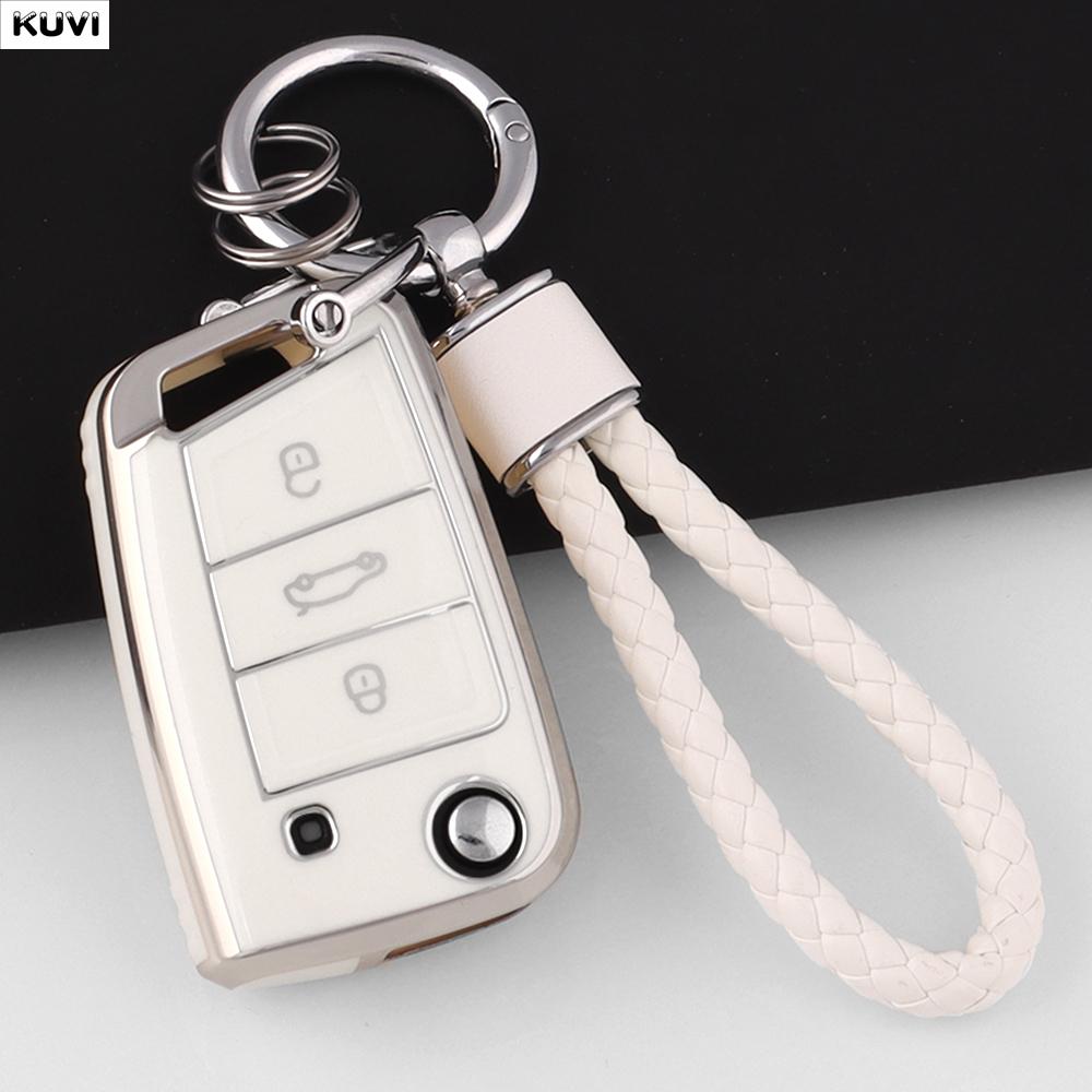 3 Buttons TPU Car Key Case Cover Holder For VW Volkswagen Golf 7 MK7 Tiguan MK2 SEAT Ateca Leon FR 2 Ibiza For Skoda Octavia A7