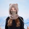 Winter  Scarf Mask Integrated Hat Women's Fleece Cold-proof Knitted Wool Hat Outdoor Warm Ear Protective Hat