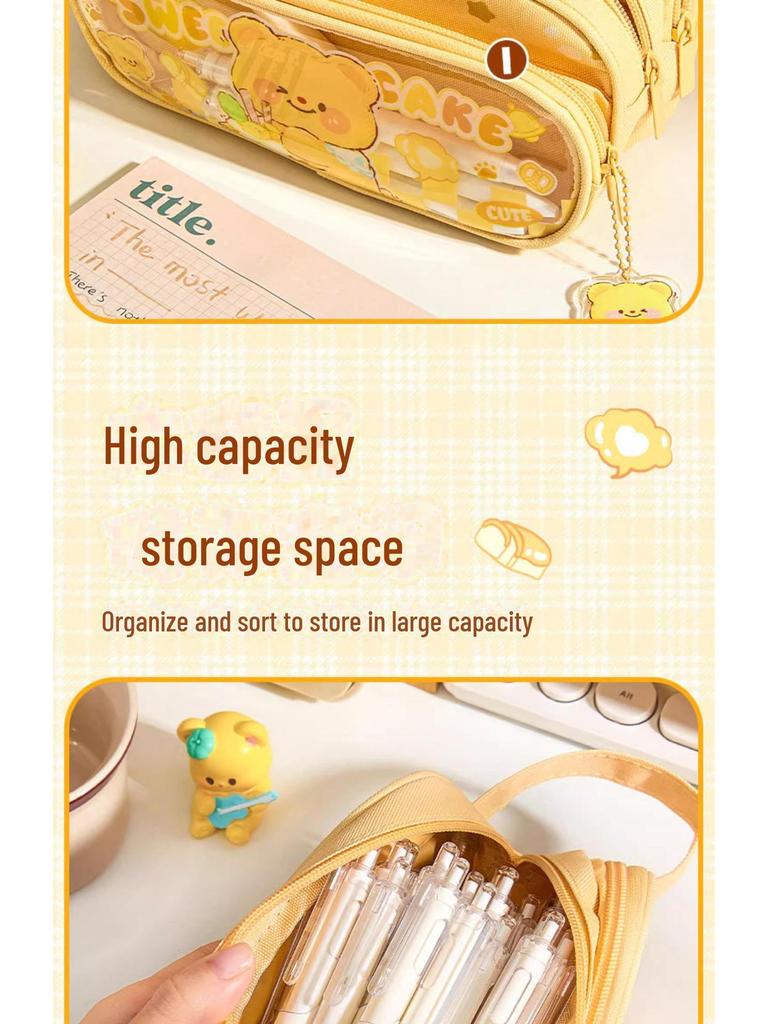 Capybara Three-Layer Large-Capacity Pencil Case for Boys and Girls