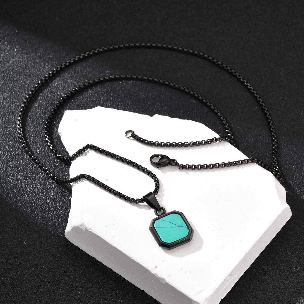 Stainless Steel Square Pendant Men, Sweater Stacked Necklace, Natural Tiger Eye Sweater Chain Nc-892