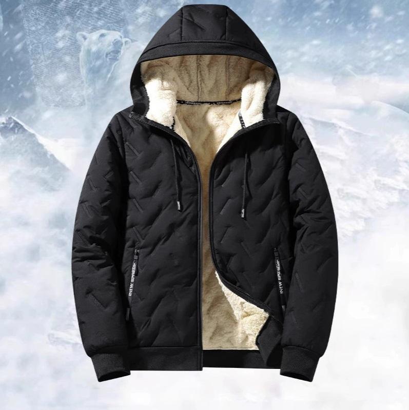 Men's Hooded Warm Autumn Winter Lamb Fleece Jacket Men's Youth Winter Plus Velvet Large Size Loose Warm Hooded Cotton Jacket Men's Cotton Jacket