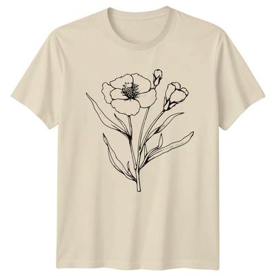 Botanical Wildflower Drawing Nature Floral Unisexs TShirt Floral Art