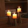 3PCS/SET Wrought Iron Nordic Golden Candle Holder Cone-shaped Scented Candles Pillar  Wedding