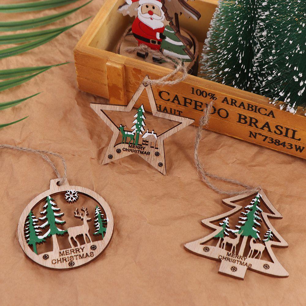 6pcs Decorative Christmas Tree Hanging Ornaments Hollow Hollow Out Star Decoration  Holiday