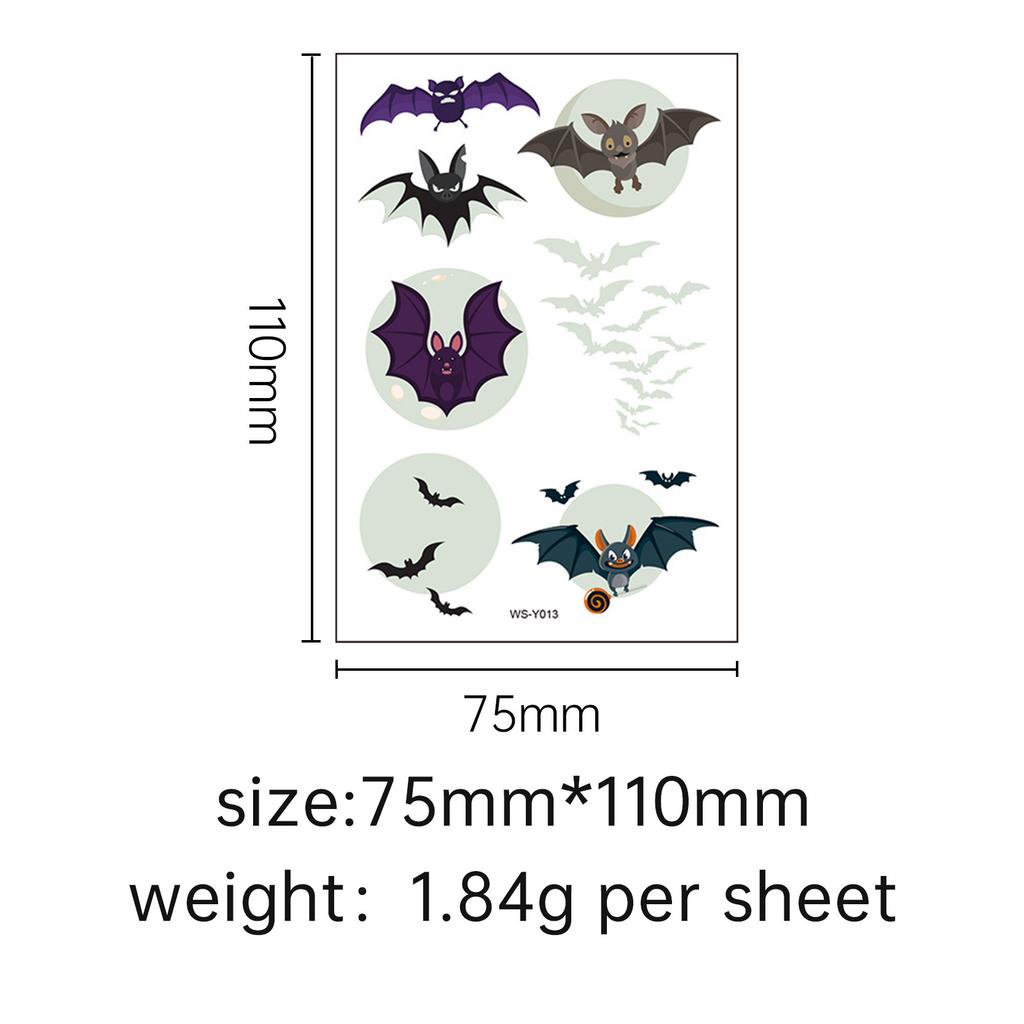 New Halloween Children's Night Light Tattoo Stickers Cartoon Cross Border Bat Party Festival Green 3D