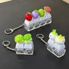 Funny Vegetable Clicker Keychain Plastic Mini Keyboard Pendant  Hanging Charm