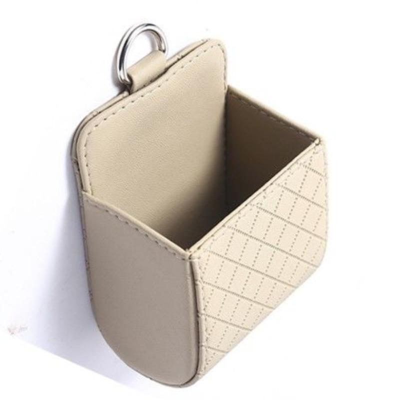 Car Storage Bag Air Vent Dashboard Tidy Hanging Leather Organizer Box Glasses Phone Holder Storage Organizer Car Accessories