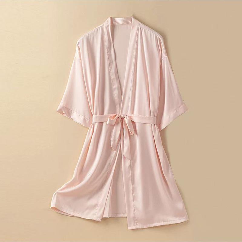 Women's Ice Silk Robe: Elegant, Sexy, and Thin Pajamas for Spring and Autumn.